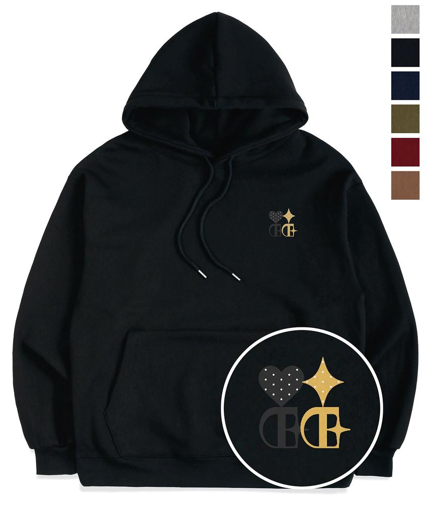 Heart & Star Oversized Fleece-Lined Hoodie Couple Look (6 Colors)