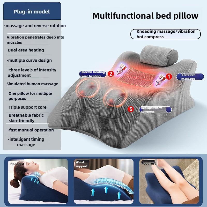 Electric Bed Pillow For Sleeping Kneading Cervical Neck Shoulders Waist And Abdomen Infrared Light Heating Massage Pillows