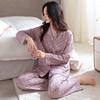 Pajamas women's spring and autumn pure cotton long-sleeved autumn cotton thin middle-aged mother loose large size autumn loungewear