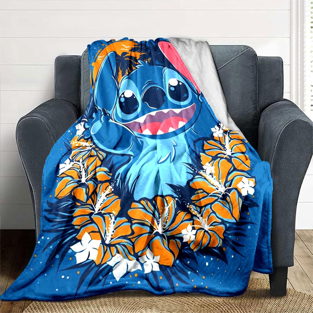 Lilo Stitch Tropical Adventure Flannel Blanket Super Soft Warm Cozy Blanket For Sofa Bed Office Travel Allseason Home Decor Gift