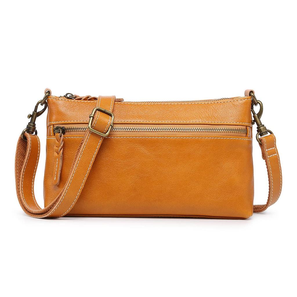 AKIYAMA Women's Handmade Genuine Leather Shoulder Bag, Crossbody Bag, Cute, Lightweight, Small, Stylish Pochette, SpringSummer (Camel)