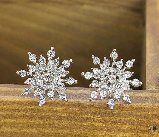 

Fine Jewelry, High Quality Gems Glittering Rhinestone Ear Earrings Female Exquisite Dazzling Zircon Snowflake Earrings серебряный