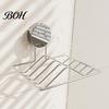 Easy Install Soap Rack Stainless Steel Dish, No-Drill Suction Cup Holder, with Removable Dish Double Slot Design, Drainage Tray for Bathroom
