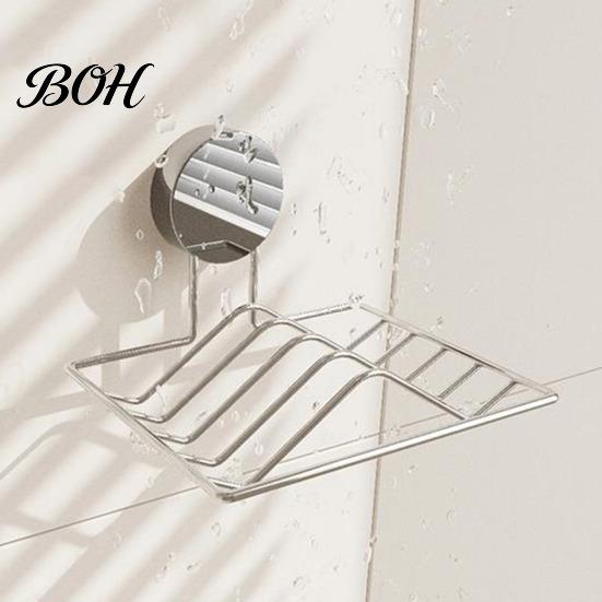Easy Install Soap Rack Stainless Steel Dish, No-Drill Suction Cup Holder, with Removable Dish Double Slot Design, Drainage Tray for Bathroom