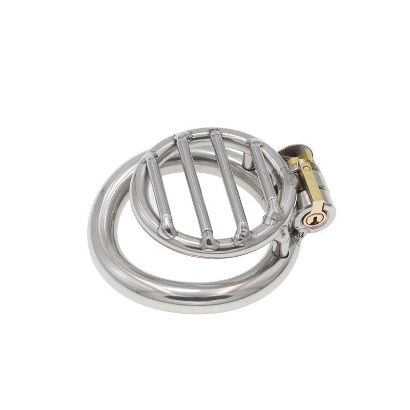 Stainless Steel Flat Chastity Lock Short Mesh Penis Cage Bird Cage Adult Bondage Alternative Toys Men's Outing