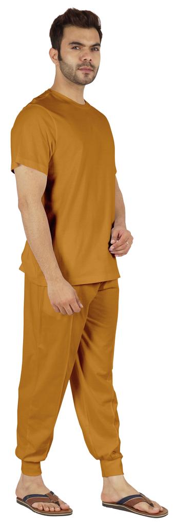 Inkmeso Solid Nightwear For Mens 2 Piece Sleepwear T-shirt And Pants Pajama Set Short Sleeve Pjs Loungewear