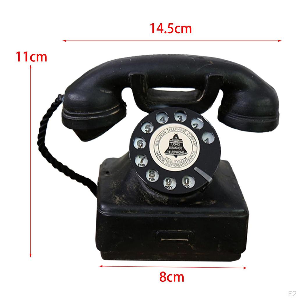 Corded Telephone Old Fashion Landline Model Resin Creative Retro Telephones Rotary Dialing