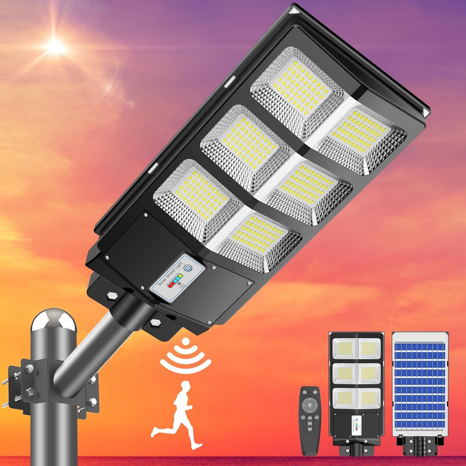 

SUKITEN LED Street Solar Street Sensor Outdoor LED Solar IP66 Motion No Wiring Solar Outdoor Automatic Turns On at Ideal for Yard Parking Lot