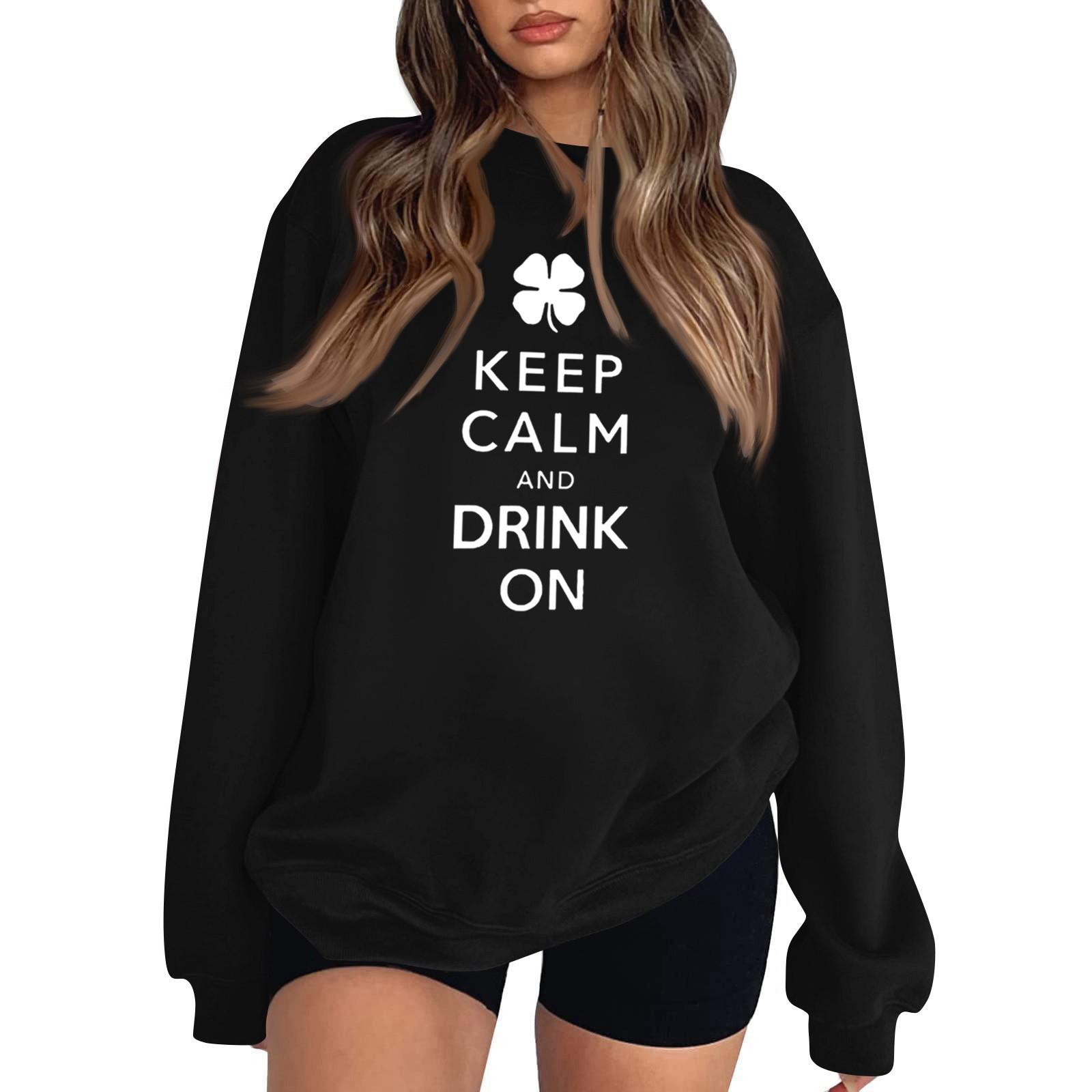 

Женские повседневные модные толстовки с длинным рукавом и круглым вырезом с принтом, пуловер, топ L чёрный