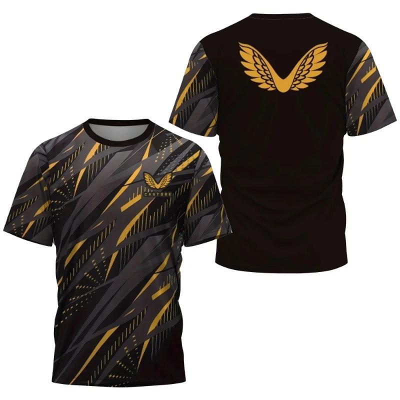 Summer Round Neck 3D Wing Pattern Print Top Camouflage Clothing Daily Exercise Training Fashionable Casual Quick Drying Short Sleeved Men's T-shirts