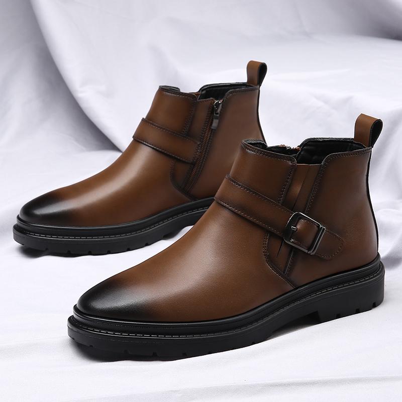 

Мужские высокие кожаные ботинки Модные и универсальные ботинки в британском стиле для отдыха на природе, для мотоцикла, для бизнеса, на каждый день, для офиса 44 коричневый