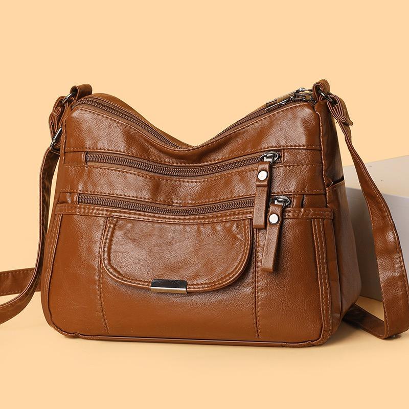 Vielseitige Schulter-Crossbody-Tasche aus weichem Leder