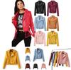 Crossborder 2025 Womens Punk Leather Jacket With Pu Splicing For Streetwear Fashion