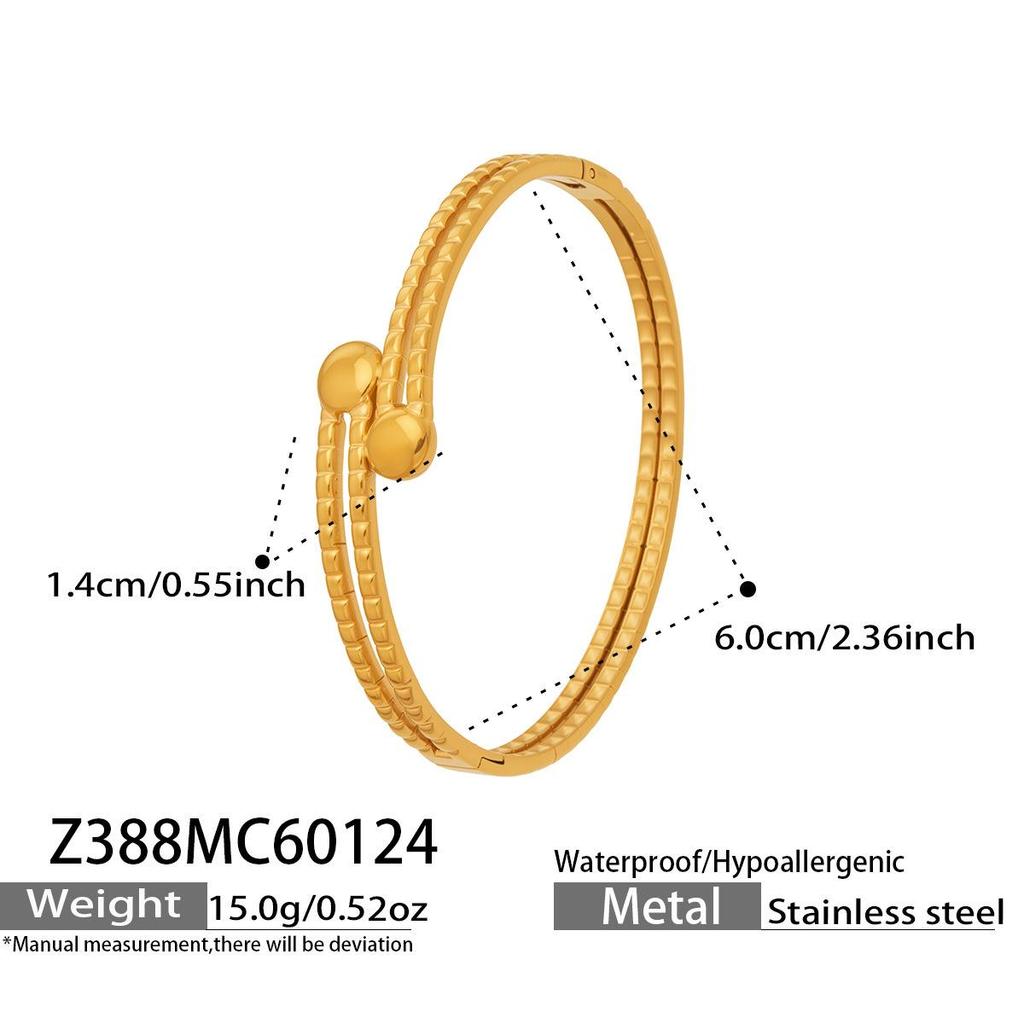 Modern Chinese Style Stone Pendant Gold-Plated Stainless Steel Geometric Bracelet