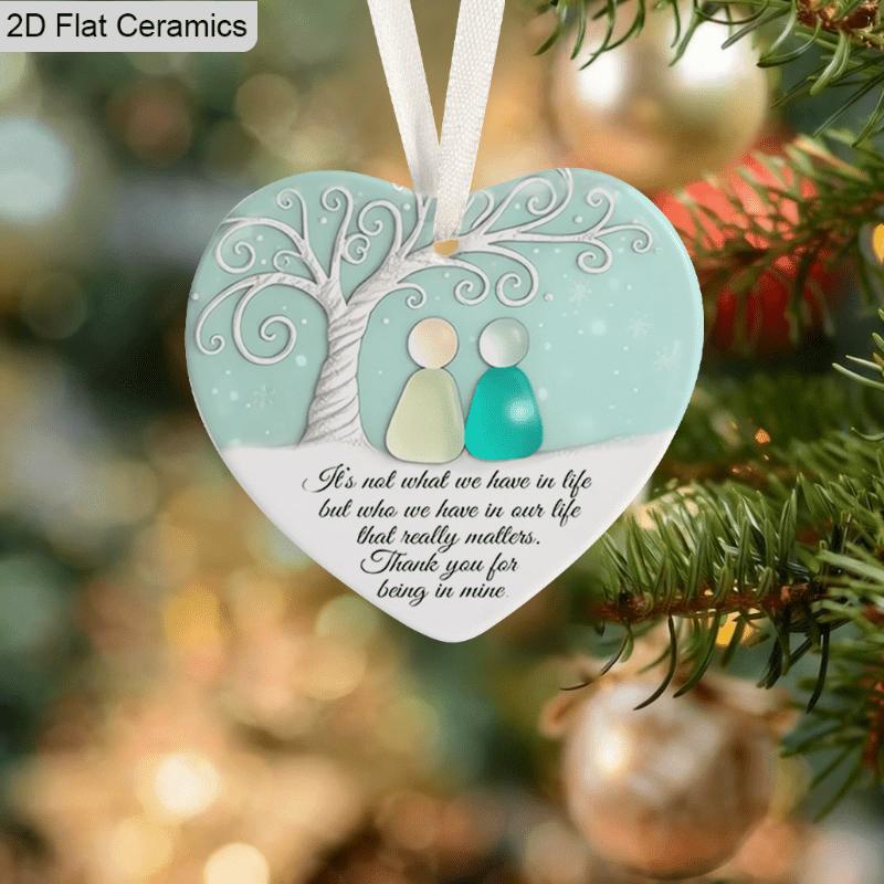 Ceramic Heart Shape Not What We Have But Who We Have Friendship Gift Hanging Ornament, Decorative Hanging Decorations, Festive Christmas Tree Decor