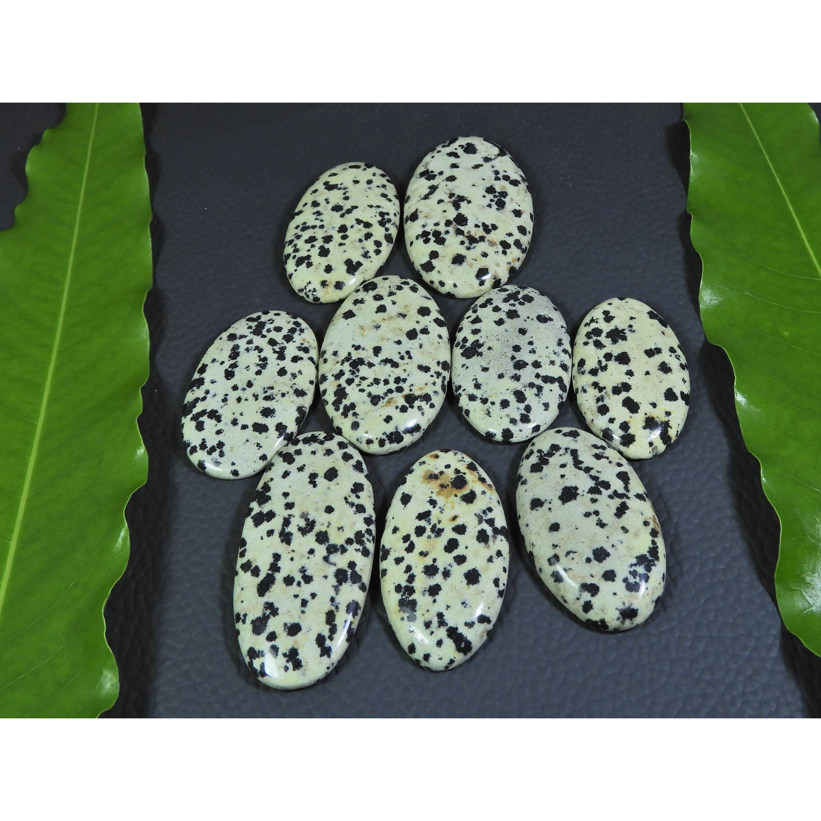 

302Cts. Natural Dalmation Jasper Oval Cabochon Loose Gemstone 09 Pcs Lot A-387