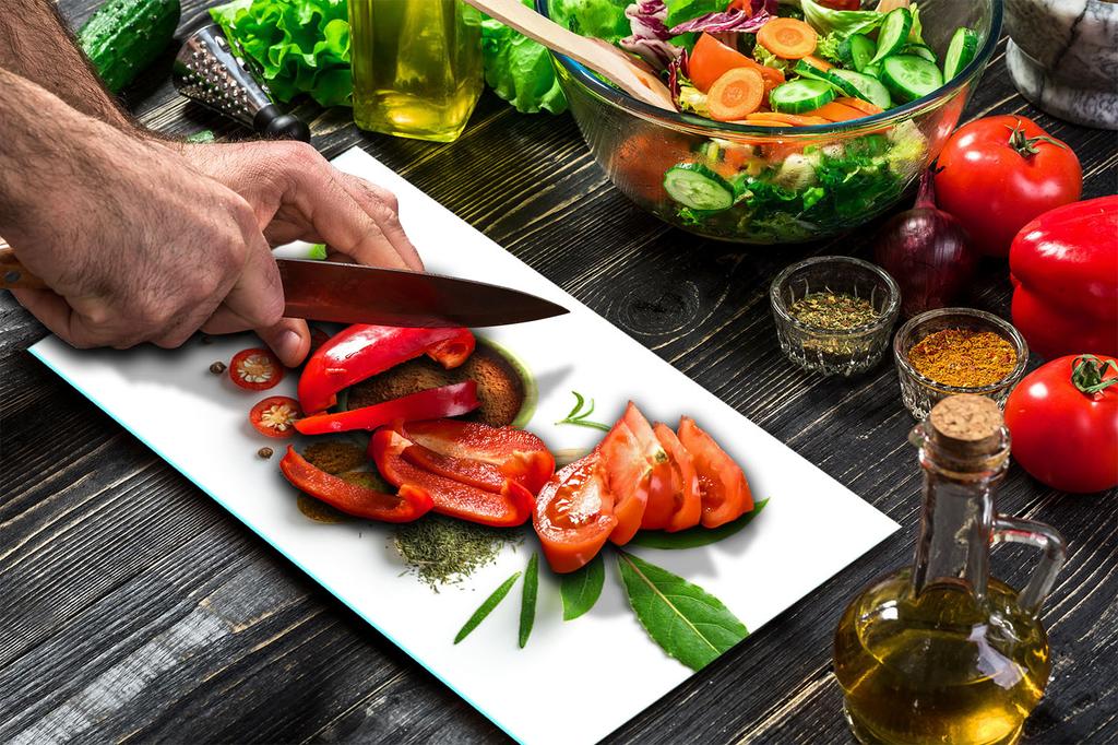 GLASS PLATE CUTTING BOARD 52x30 SPICES