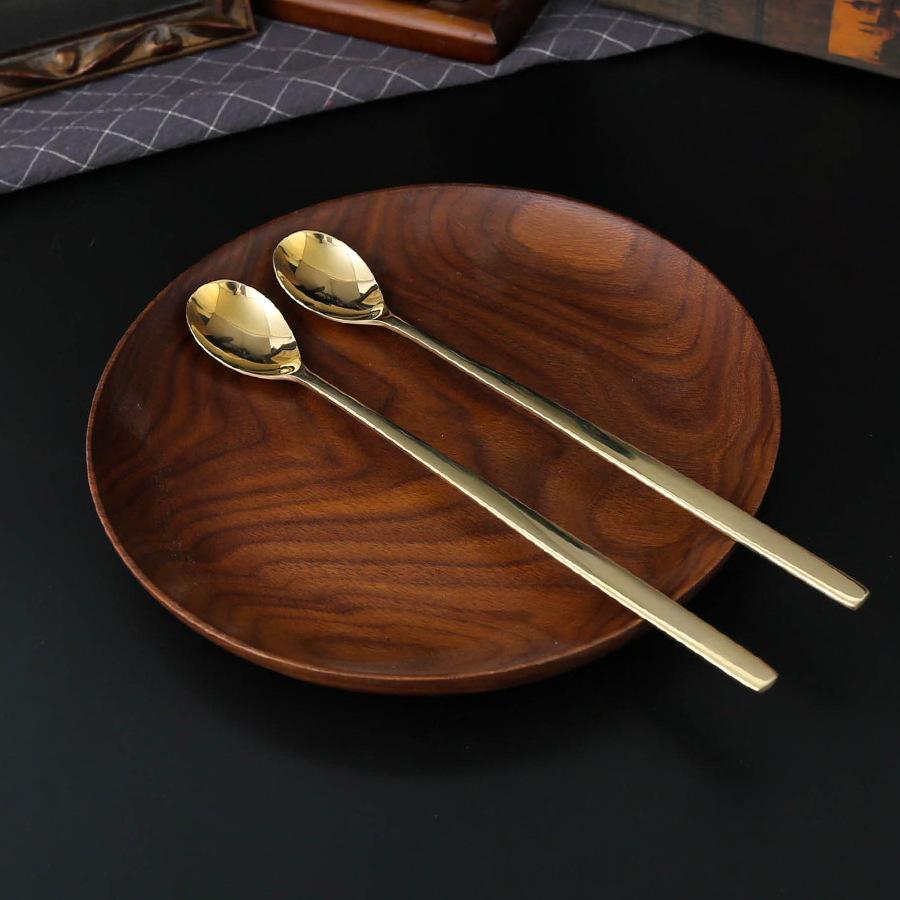 Solid Brass Spoon Household Thickened Long Spoon Rice Spoon Stirring Spoon Dessert Spoon