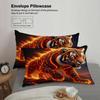 3pcs Tiger Bedding Sets 3D Printed Fire Tiger Wrinkle Resistant Breathable Duvet Cover Sets With Pillowcases No Filling