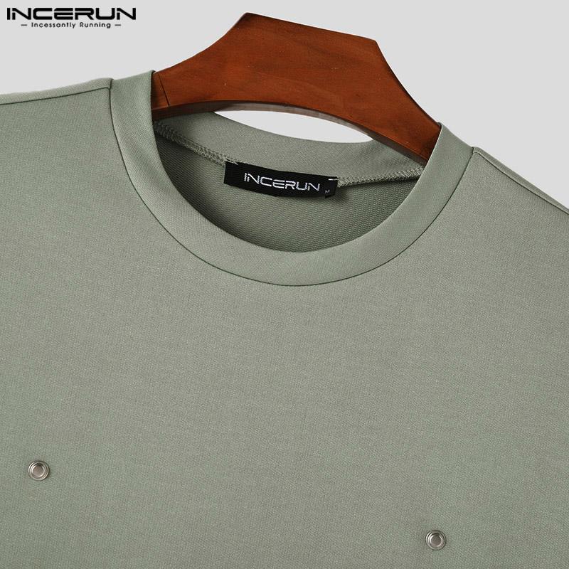 INCERUN Men Spring Autumn Round Neck Long Sleeve Buttons Pullovers Tops