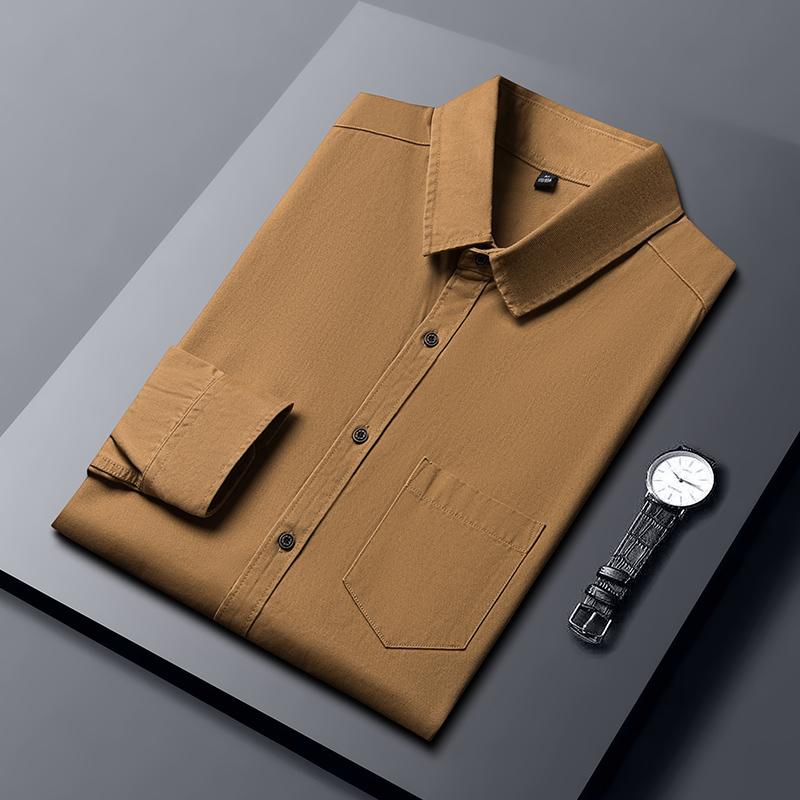 New Spring and Autumn Men's Long-sleeved Solid Color Korean Style Trendy Loose Black Casual Work Shirt