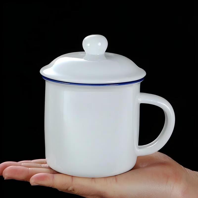 Retro Imitation Enamel Tea Mug with Lid