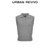 UR 2025 Autumn Women's Grey Button Cropped Polo Knit Top