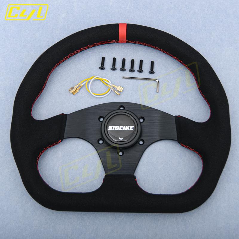 JDM D Shape Racing Suede Leather Steering Wheel Universal Modified Car Sports Drifting Steering Wheel