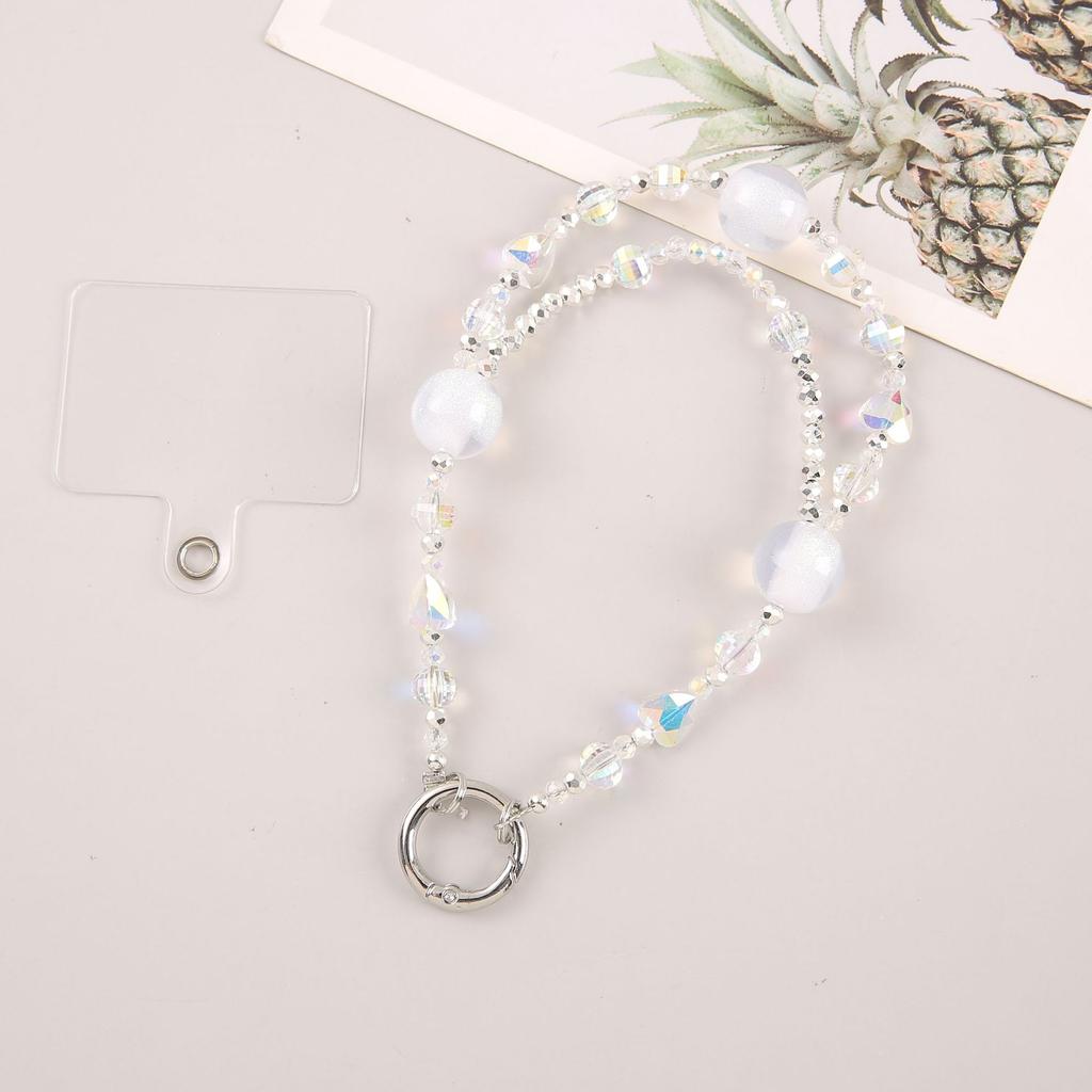 Luxury Style Cartoon Crystal Bead Phone Chain Colorful String Phone Lanyard Bag Chain Wholesale