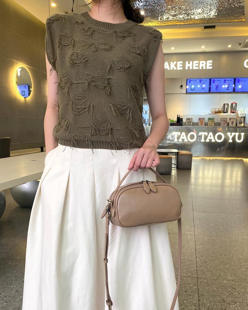 Leather messenger bag spring and summer versatile fashion handbag small fresh first layer cowhide high-end small square bag