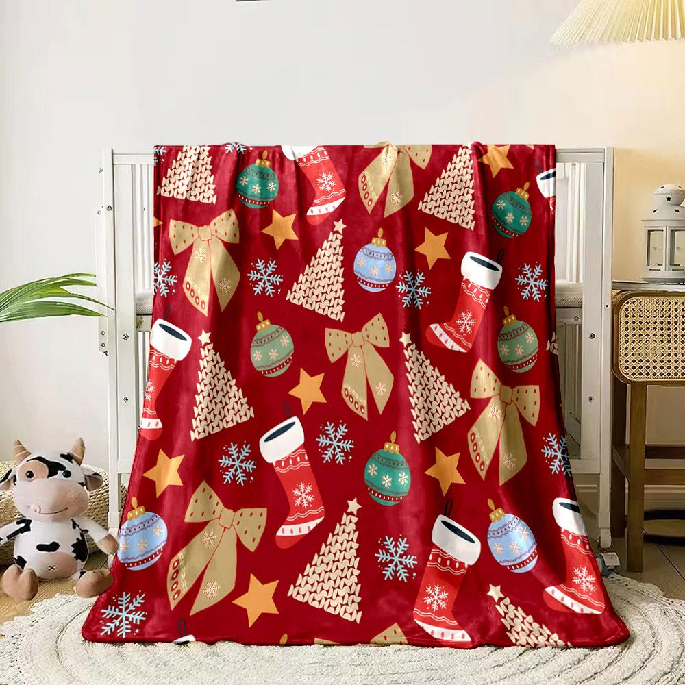 Festive Christmas Pattern Print Blanket Soft and Cozy Perfect for the Living Room Bed Sofa or a Nap,gift