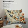 3 st. sängkläder med tryckt blommigt och fjärilsmönster, 1*påslakan+2*örngott, Polyester mjuk sovrumsdekoration sängkläder