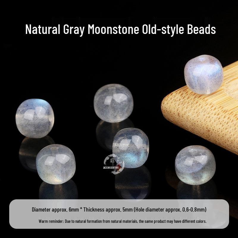 Natural Gray Moonstone Old-Style Beads, Semi-Finished Labradorite DIY Jewelry Accessories