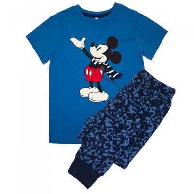 Boys Mickey Mouse Camo Short-Sleeved Christmas Long Pyjama Set