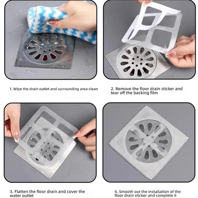 50pcs Disposable Shower Drain Hair Catcher Mesh Shower Drain Covers Floor Sink Strainer Filter Hair Stopper For Bathroom