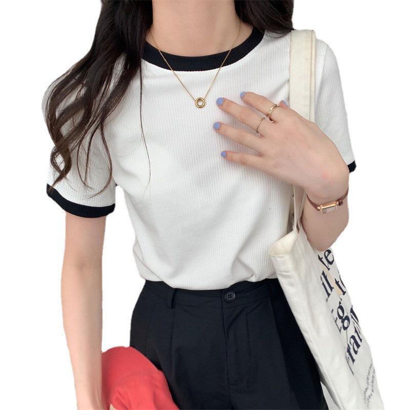 Women's Slim Fit Short Sleeve Casual Top - 2026 Korean Style Summer Trend