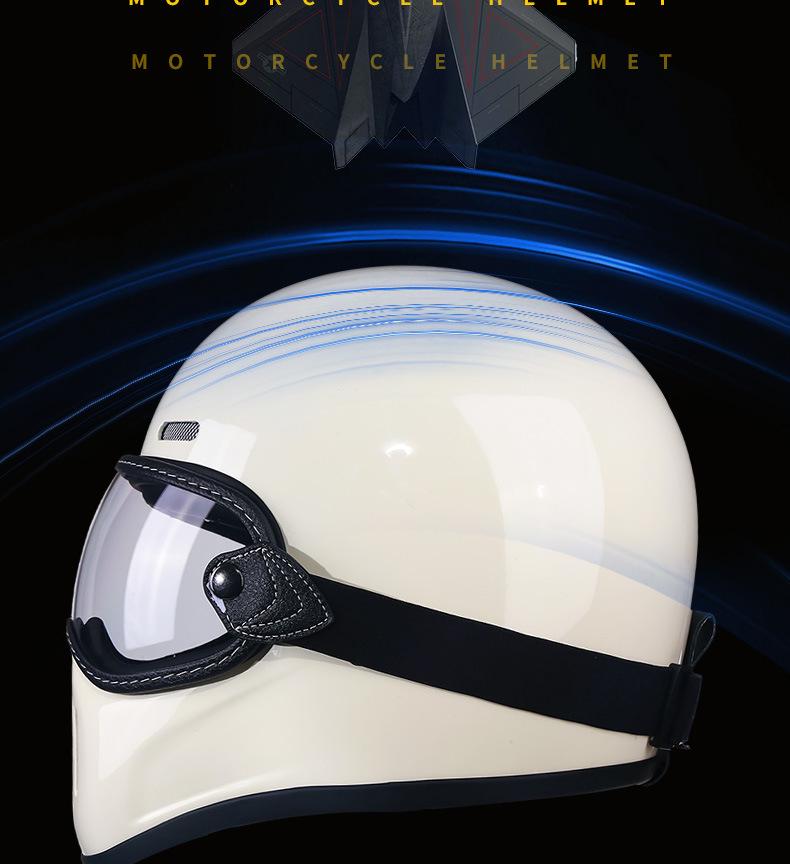 AD Fiberglass Retro Full Face Motorcycle Helmet for Men and Women
