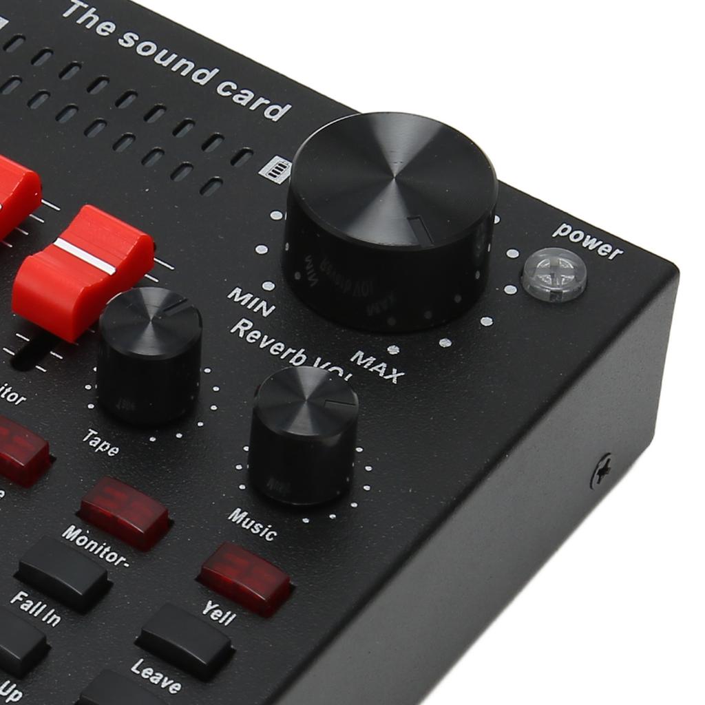 Bluetooth Live Sound Card 8 Modes Voice Changer Sound Mixer Board with 16 Sound Effects for Karaoke Live Streaming Black