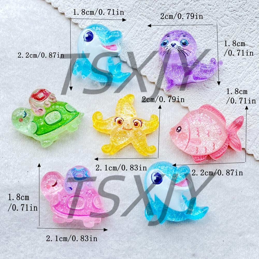 10 st Harts Glitter Tecknad val, sköldpadda, delfin, sjöstjärna Figurin Strass Skrapbok DIY Rosett Dekoration Hantverk