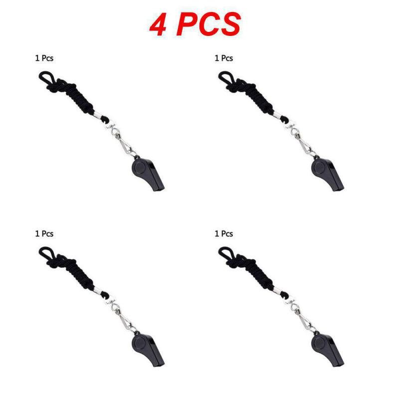 1/2/4PCS Professional Whistle Black ABS Outdoor Sports Camping Hiking Referee Game Training  Survival Whistle  With Lanyard