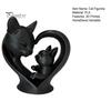 Cute Cat Home Decoration Mother Baby Figurine, 3D Printed Heart Sculpture for Desk Decor, Smooth Surface Statue Modern Art Living Room Study,