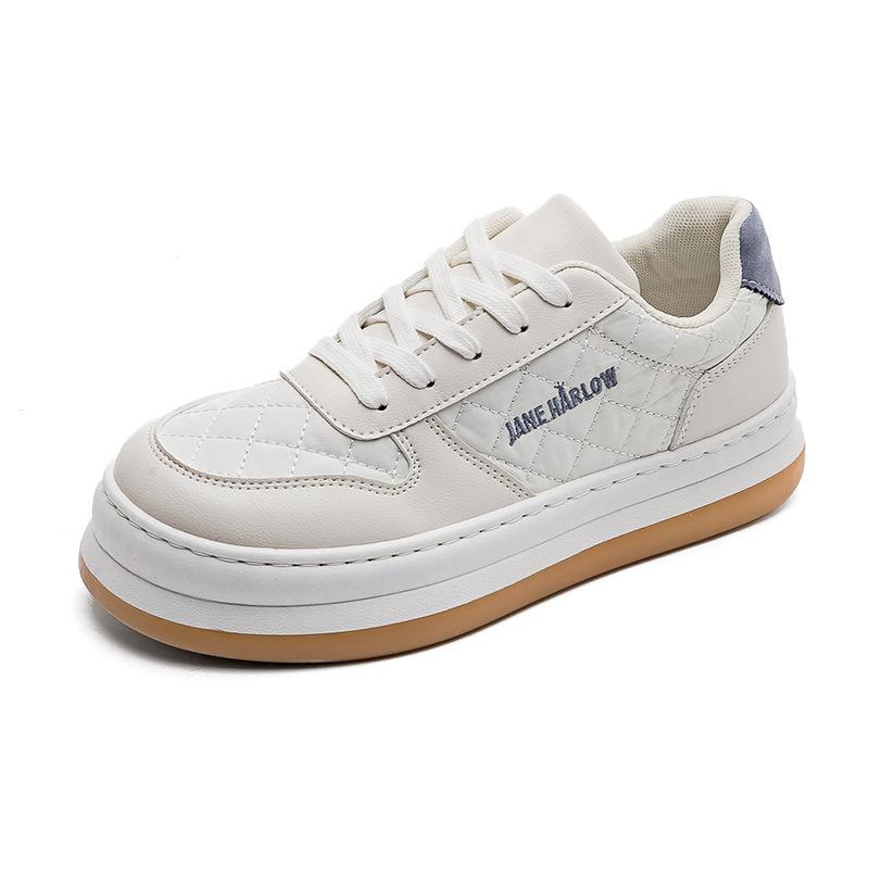 Dexun Retro Big Head Shoes Women'S New Diamond Platform Low-Top Casual Versatile Japanese White Shoes Tide