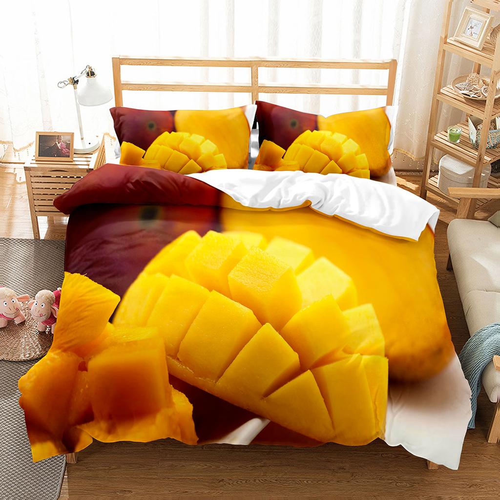 Comforter Mango Fresh Fruit Pattern Comforter For Kids Teens Adults Bedding Set King Queen Twin Size With