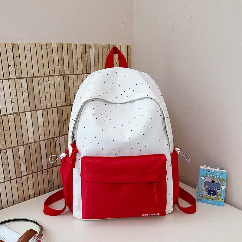 Polo-dot Contrast Backpack Junior Senior High School Student Schoolbag