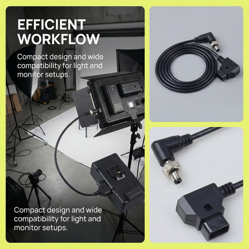 DTAP Power Cable for Monitor 5525mm Spring Cord Coiled DTap Adapter for Portable Camera Monitor Power Supply Outdoors