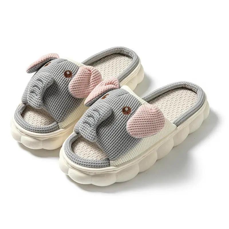 Fashion Elephant Casual Women's Slippers Home Luxury Designer Woman Shoes Flat Spring Fashion Hemp Casual Slides Indoor Elegant Footwear