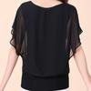 Women Top Solid Color O Neck Pullover Batwing Sleeve Ruffle Summer Top Daily Garment