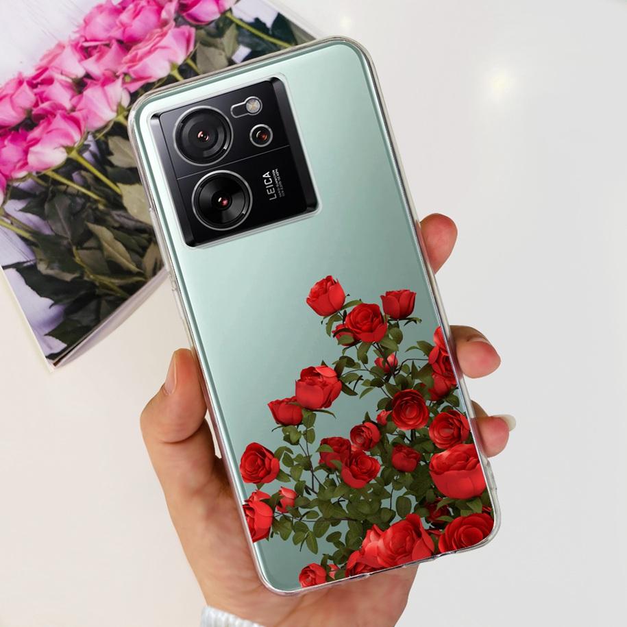 For Xiaomi 13T Pro Case Fashion Flowers Shockproof Soft Silicon Protector Clear Coque For Xiaomi 13T Phone Cases Mi 13TPro Funda
