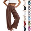 Damen lockere lässige Hose mit weitem Bein, Tunnelzugbund und Taschen, entspannter Schnitt, leichte Hose für den Alltag