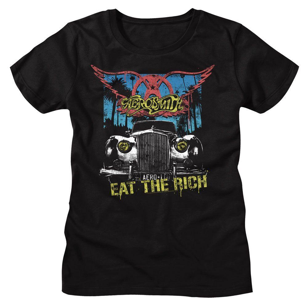 Ladies Aerosmith Eat The Rich Car Music Shirt